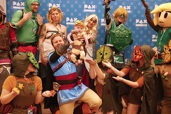 PAX West
Zelda cosplayers holding a child Korok
