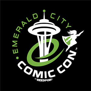 Emerald City Comic Con logo with
                              Space Needle