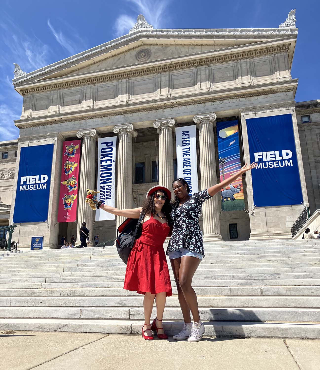 Rydia and Junae on the stairs of the
                              Field Museum