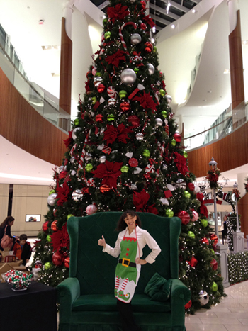 Rydia in front of Christmas Tree
