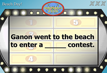 Ganon went to the beach to
                                      enter a _______ contest.